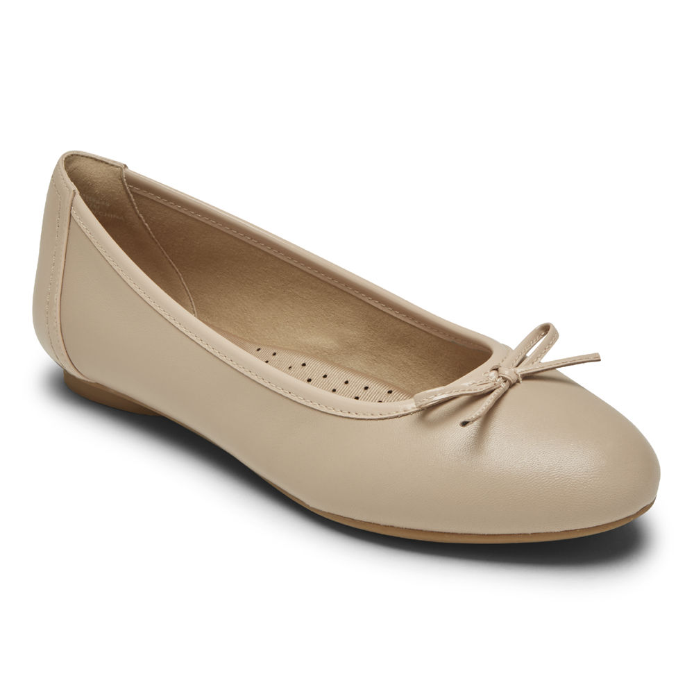 Rockport Singapore Womens Flats - Reagan Bow Beige - EJ2314506